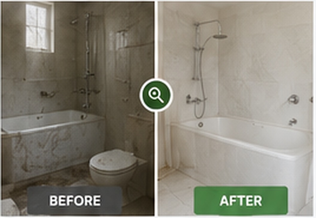 Realistic bathroom before and after cleaning example