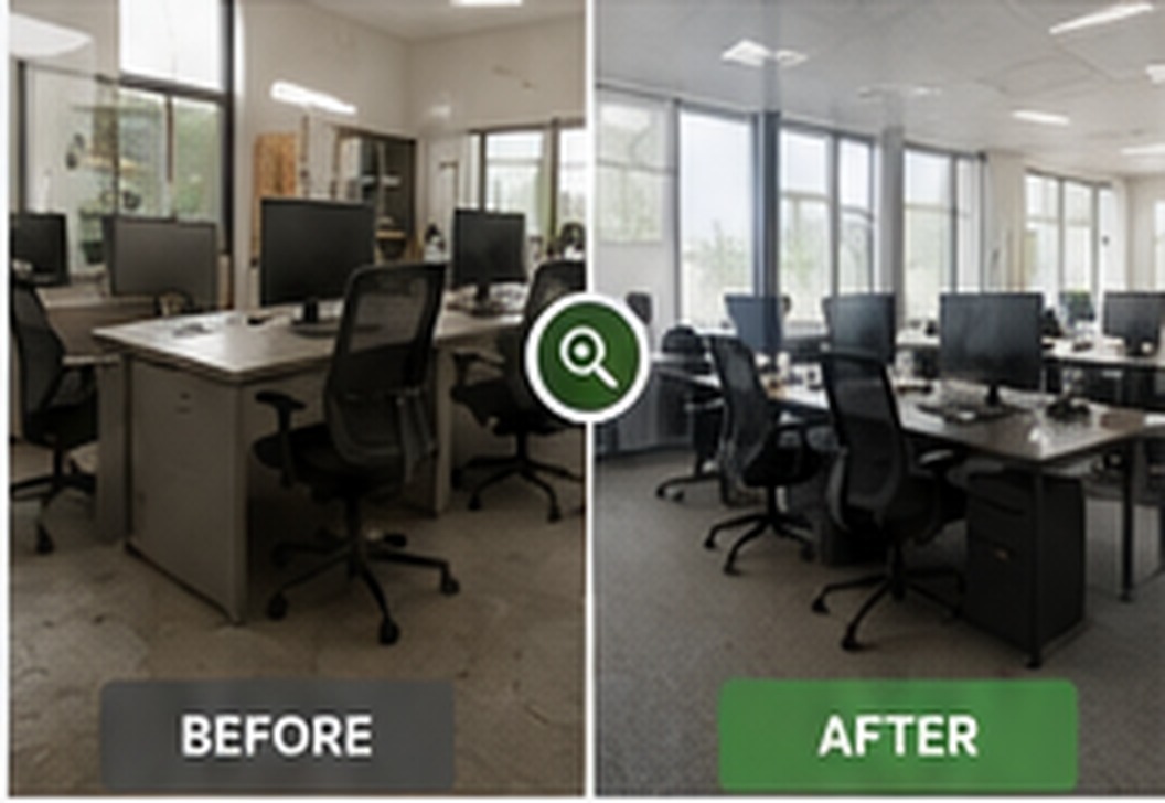 Realistic office before and after cleaning example