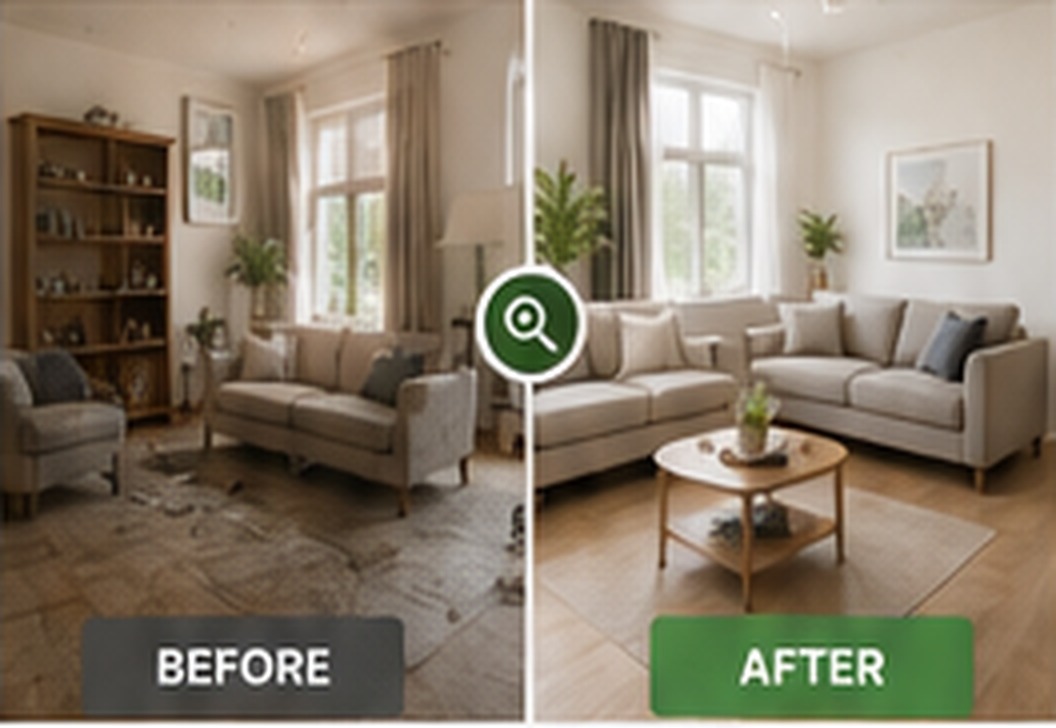 Realistic regular cleaning before and after example